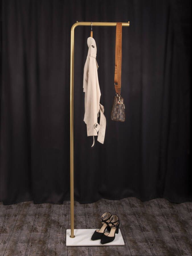Handgemaakt Luxury Goods By JB Kapstok Staand – Garderoberek – Kledingrek Zwart – Jassenrek – Multifunctioneel – Marmer - Foto 3