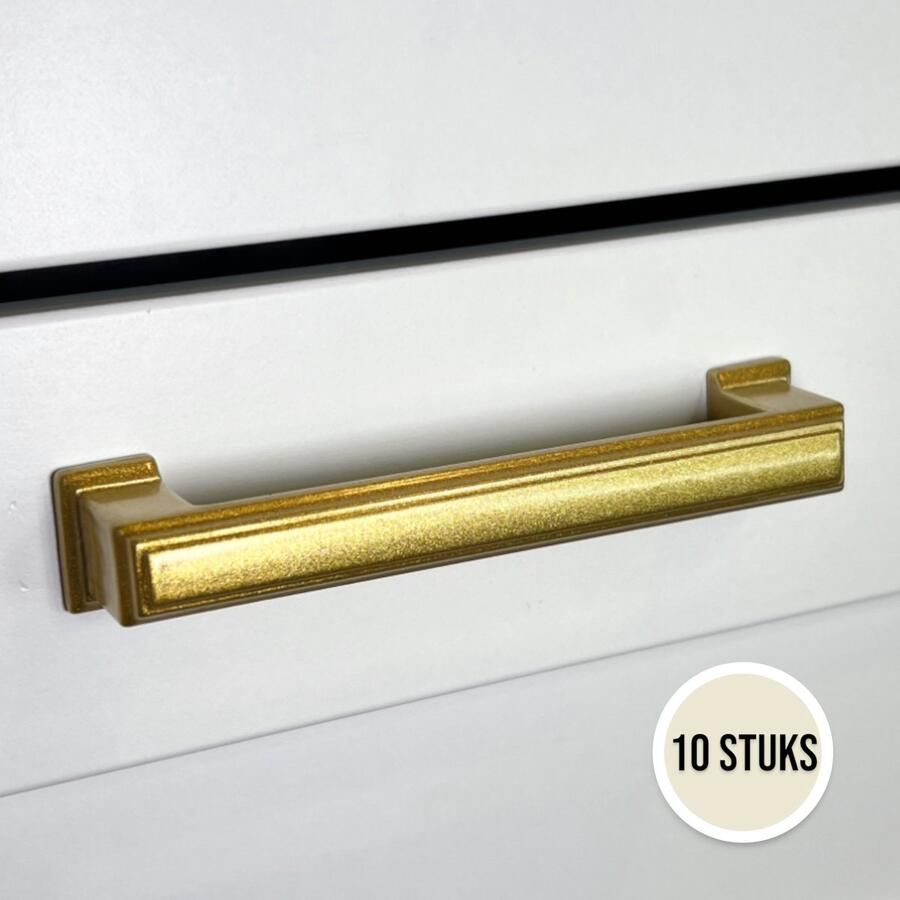 Handgreep Goud RVS – 96mm – ''Amsterdam'' – 10 Stuks – Hoge Kwaliteit – Meubelgreep Keukengreep – Kastgreep – Ladegreep – Incl. Schroeven