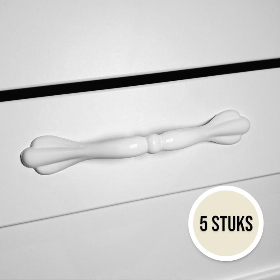 Handgreep Wit Klassiek 5 Stuks 128mm Hoge Kwaliteit RVS Keukengreep Meubelgreep Meubelbeslag Kastgreep