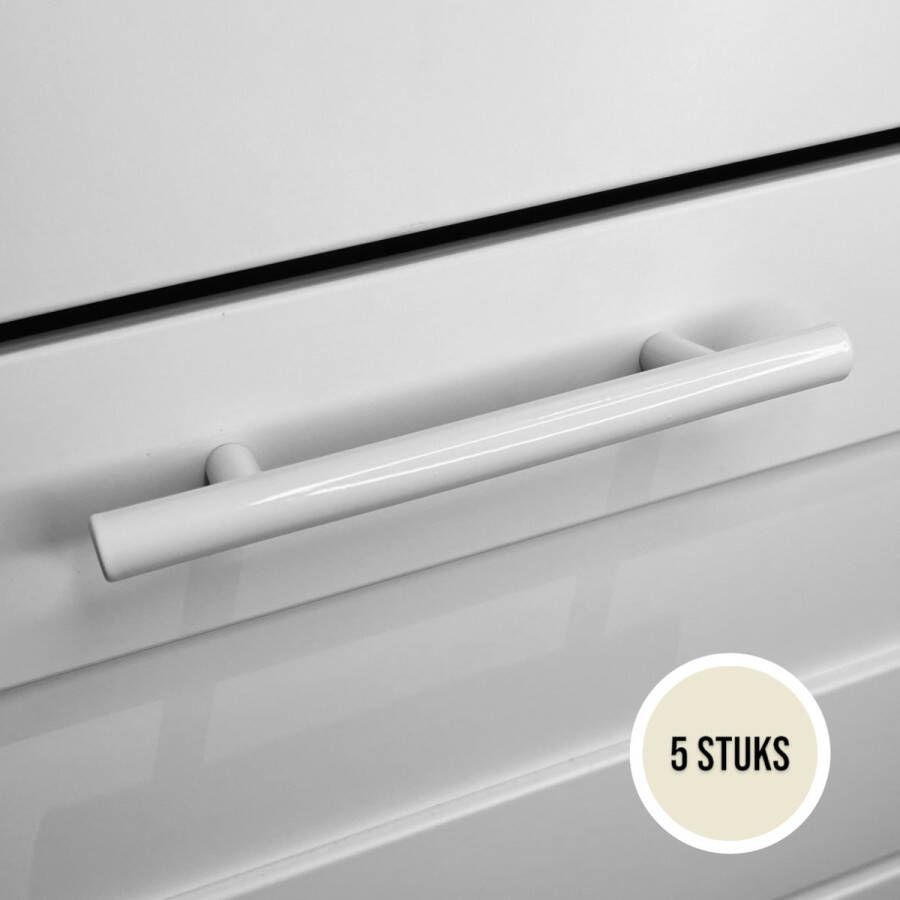Handgreep Wit T-Greep 5 Stuks 128mm Hoge Kwaliteit RVS Keukengreep Meubelgreep Meubelbeslag Kastgreep