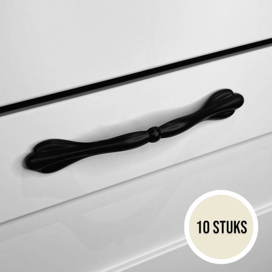 Handgreep Zwart RVS – 128mm – ''Parijs'' – 10 Stuks – Klassiek – Hoge Kwaliteit – Meubelgreep Keukengreep – Kastgreep – Ladegreep – Incl. Schroeven