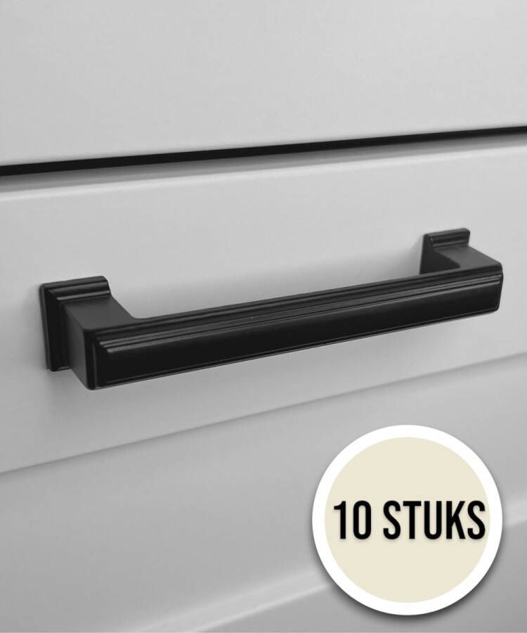 Handgreep Zwart RVS – 160mm – ''Amsterdam'' – 10 Stuks – Hoge Kwaliteit – Meubelgreep Keukengreep – Kastgreep – Ladegreep – Incl. Schroeven