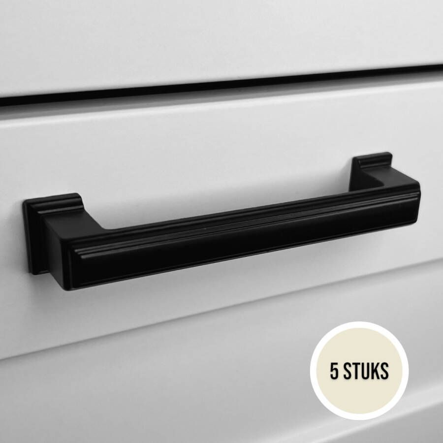 Handgreep Zwart RVS ''Amsterdam'' 5 stuks 128 mm – Handgrepen kast Meubelgrepen Keukengreep zwart Kastgrepen -Handgrepen keukenkastjes Meubelgreep Handgrepen deurtjes keuken Deurgreep ladegreep incl schroeven - Foto 2
