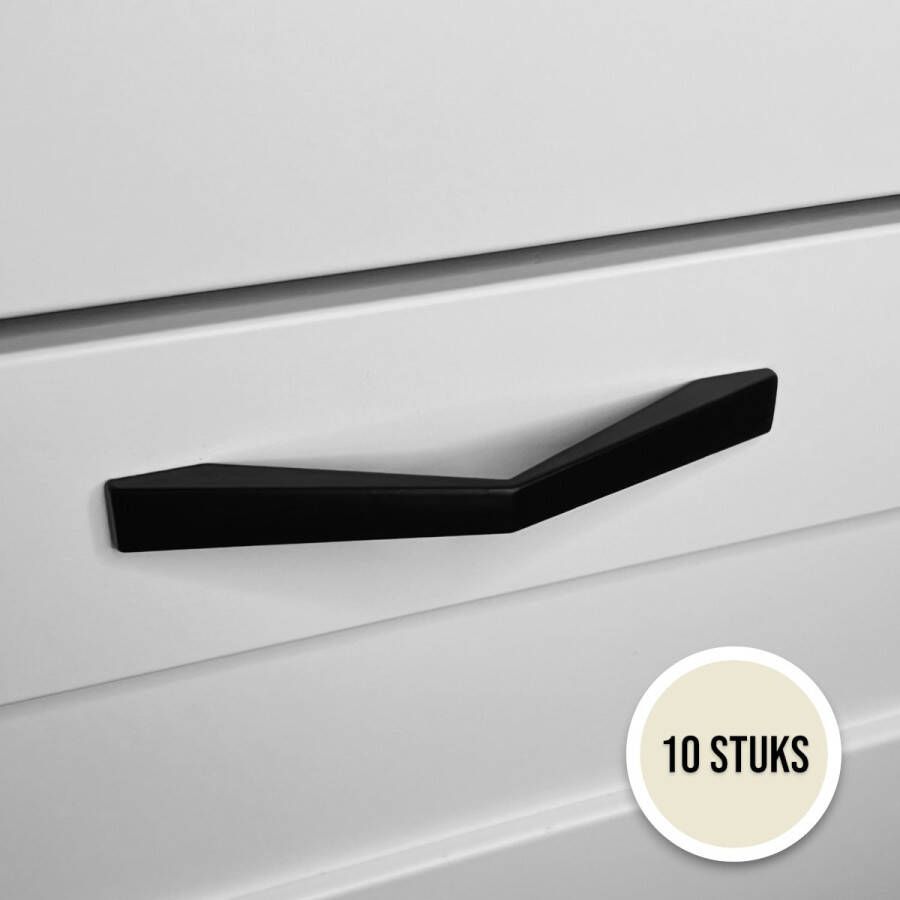 Handgreep Zwart RVS – 128mm – ''Vancouver'' – 10 Stuks – Hoge Kwaliteit – Meubelgreep Keukengreep – Kastgreep – Ladegreep – Incl. Schroeven