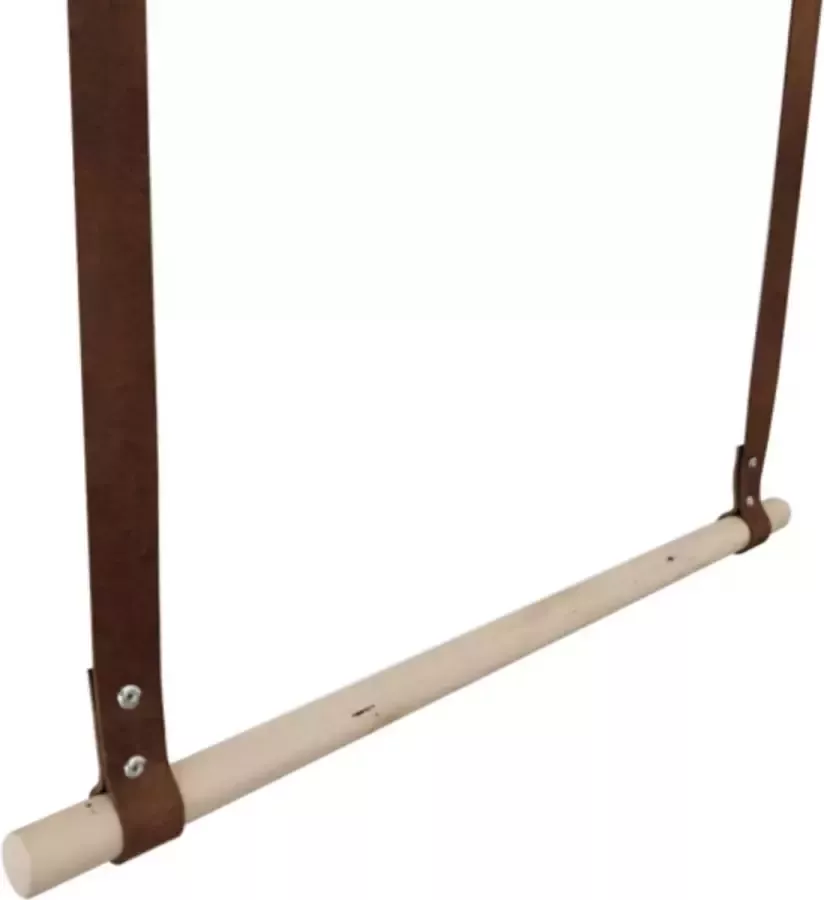 Hangend-kledingrekje met leren bandjes Cognac