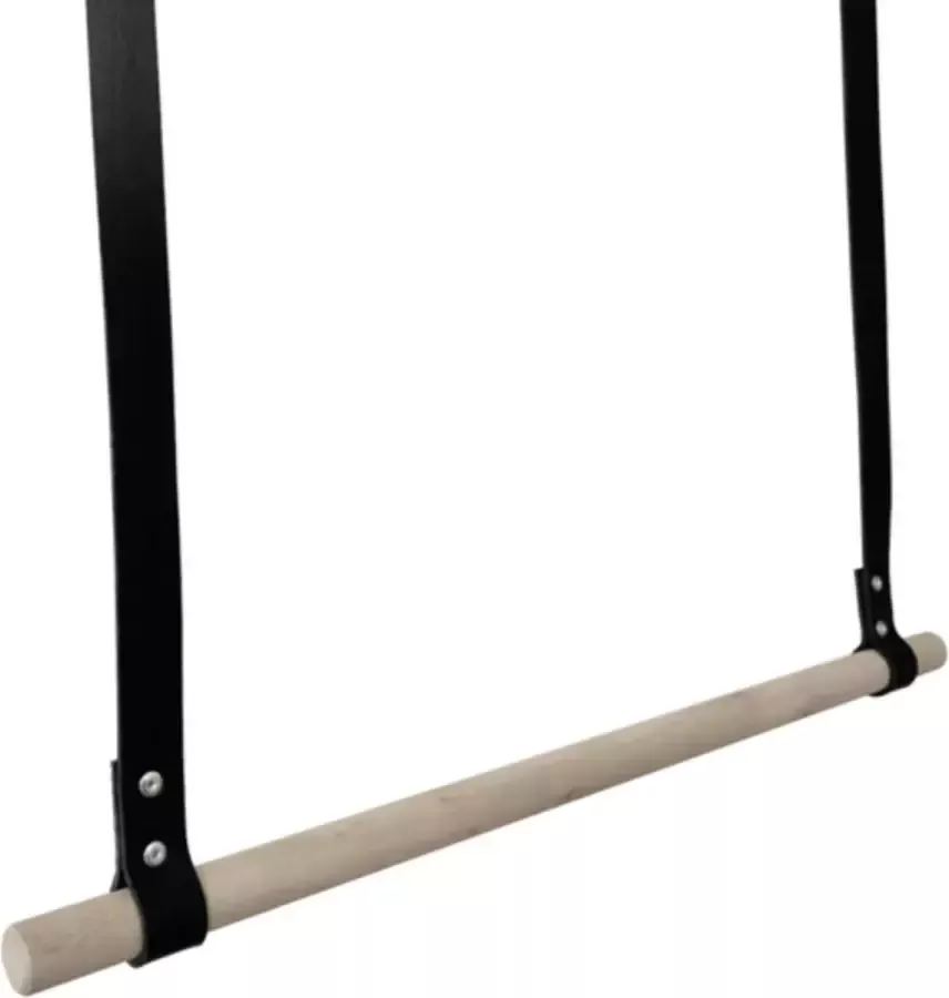 Hangend-kledingrekje met leren bandjes Zwart