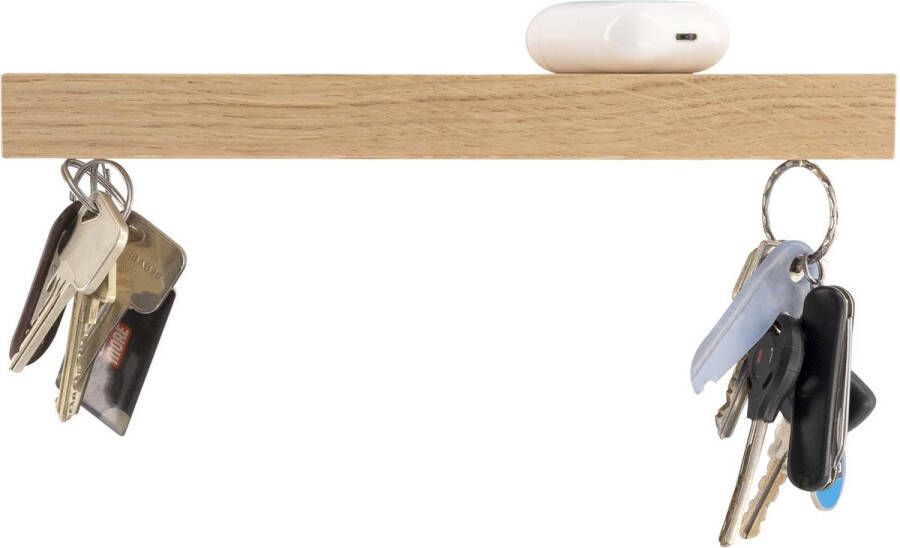 HangKey Plankie X Wandplank Sleutelrekje van Massief Eiken Sleutelkastje voor Binnen Houten Sleutelhouder en Organizer 24 5 x 7 x 2 4 cm