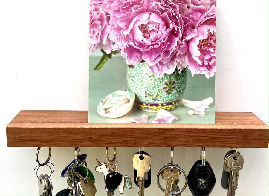 HangKey Plankie XL Mahonie Wandplank Sleutelrekje van Massief Mahoniehout Sleutelkastje voor Binnen Houten Sleutelhouder en Organizer 29 5 x 7 x 2 4 cm