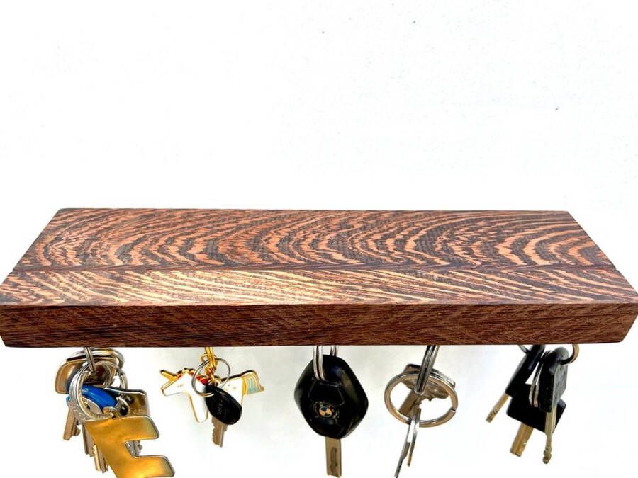 HangKey Plankie XL Wengé Wandplank Sleutelrekje van Massief Wengé hout Sleutelkastje voor Binnen Houten Sleutelhouder en Organizer 29 5 x 7 x 2 4 cm