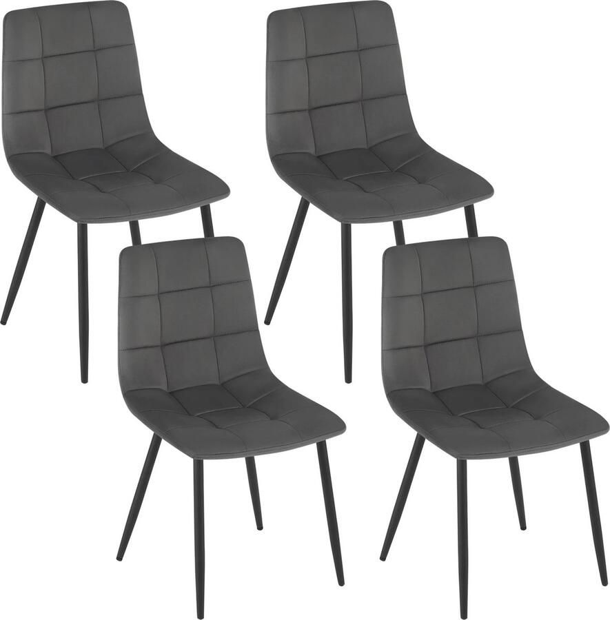 SteeFly Luxe grijze fluwelen eetkamerstoelen set Eetkamerstoelen Stoel Stoelen 4st. zithoogte 44 5cm