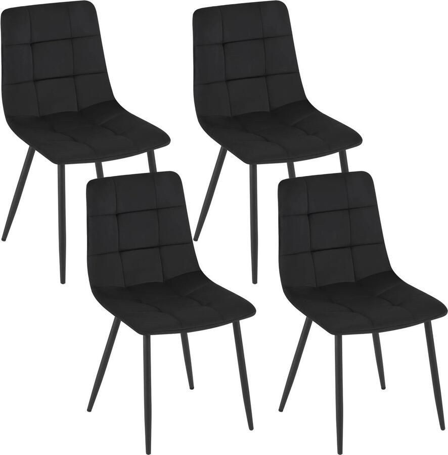 Hanimo Eetkamerstoelen Set Van 4 Eetkamer stoelen Donker Grijs Fluwelen keukenstoelen Velvet Industrieel