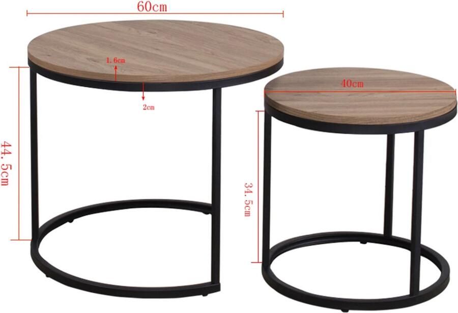 SteeFly Luxe bijzettafels Set in donker eiken Stijlvol & functioneel Tijdloos design Hoogte: 44 5 & 34 5 cm