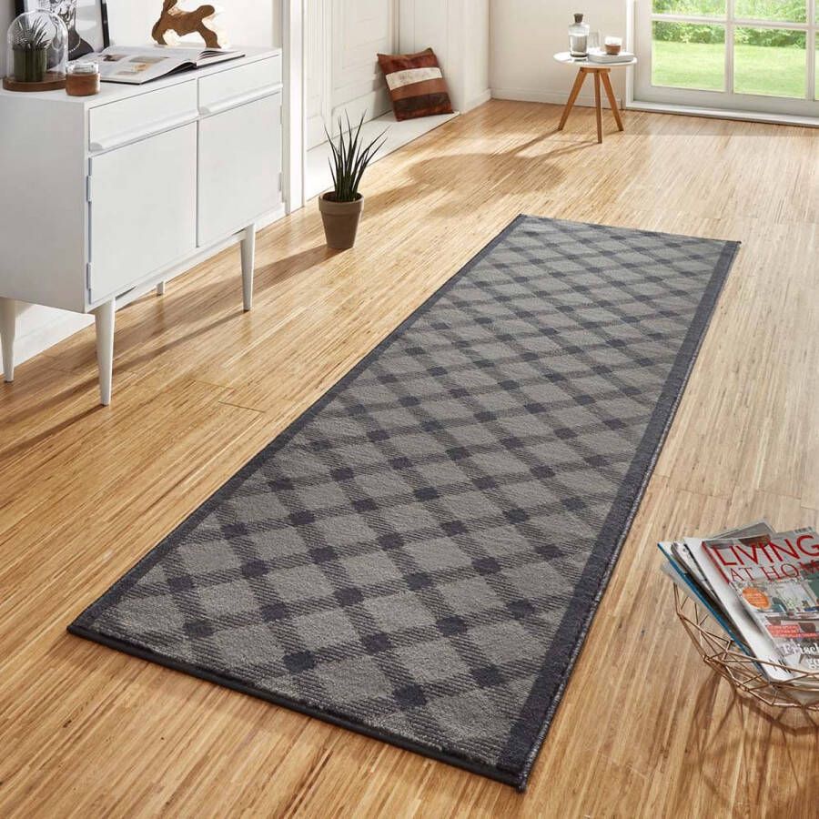 Hanse Home Design loper ruiten Grand grijs 80x400 cm