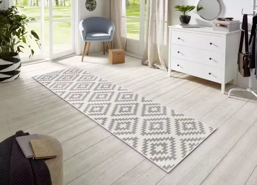 Hanse Home Design loper ruiten Nordic crème lichtgrijs 80x450 cm