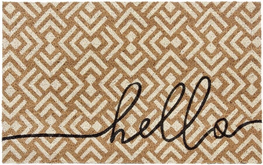Hanse Home Kokos Deurmat voor Binnen 45x75cm – Buitendeurmat Kokosmat Vuilvangermat Welkom Design Weerbestendig Antislip voor Entree & Beschutte Buitenruimte – Natuurlijk