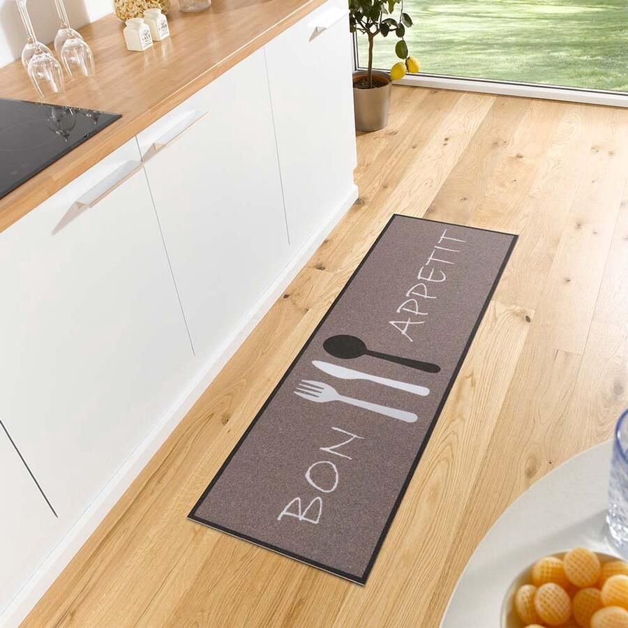Hanse Home Tapijt Loper 50 cm x 150 cm Cook & Clean Bon Appetit Cutlery Bruin