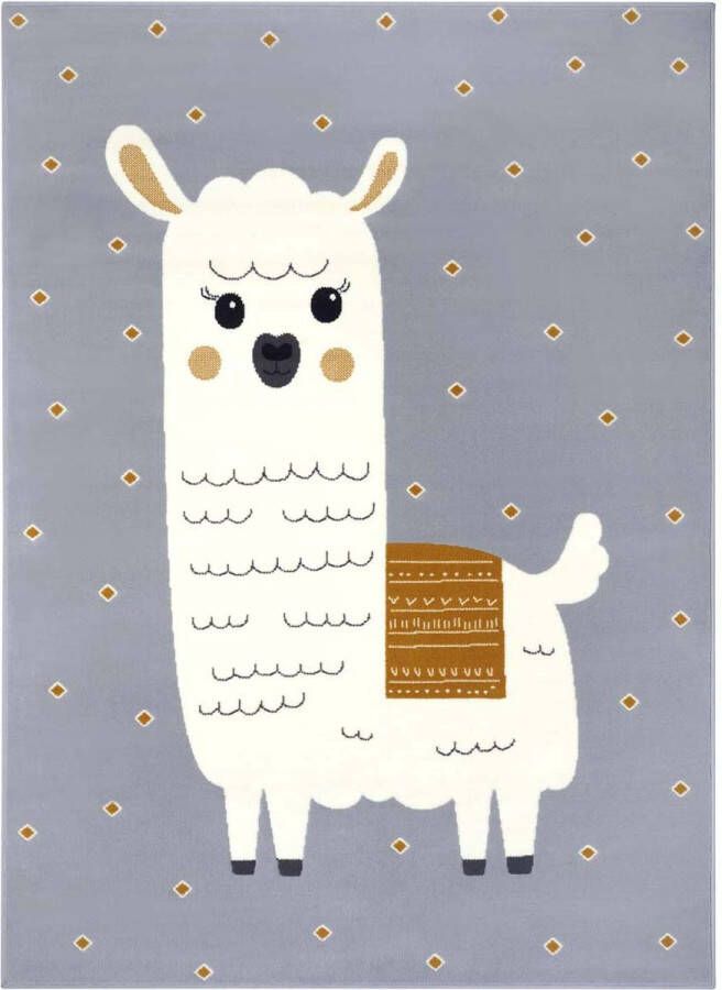 Hanse Home Kindervloerkleed alpaca Smile grijs mosterdgeel 80x150 cm