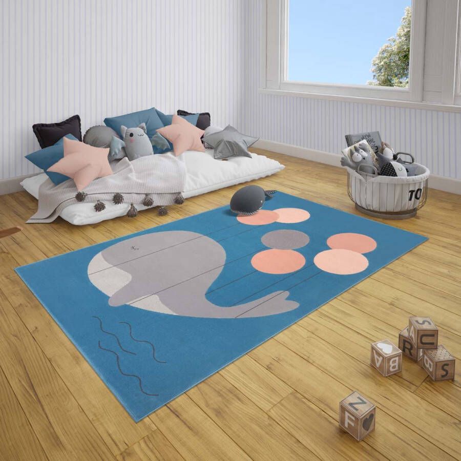 Hanse Home Kindervloerkleed Lara Walvis Blauw 80x150cm