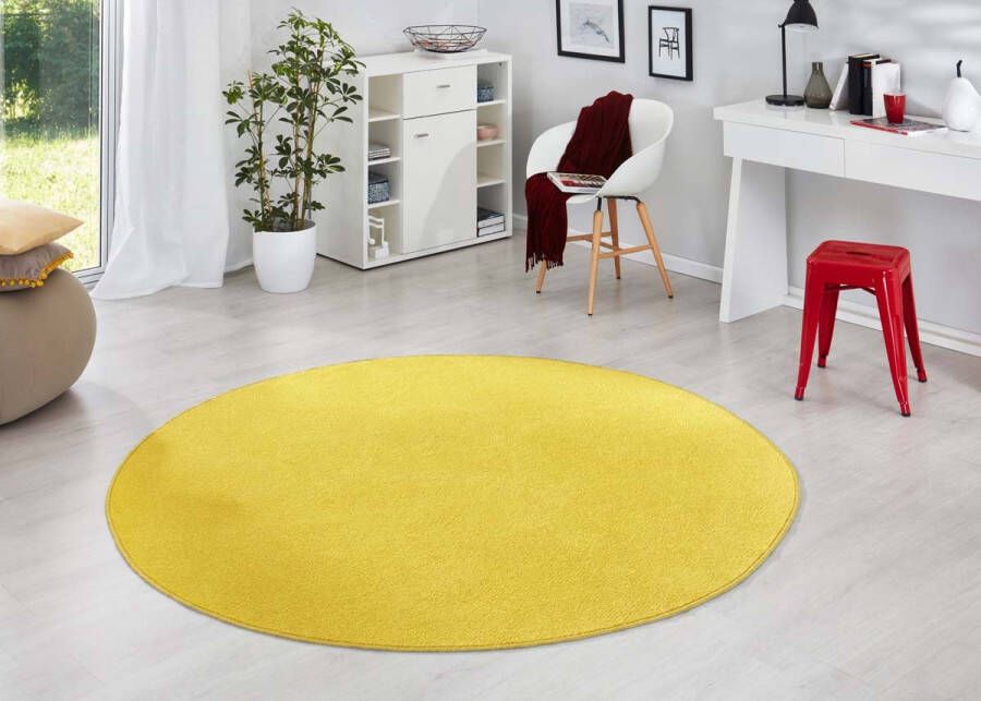 Hanse Home Modern effen vloerkleed rond Fancy geel 133 cm rond