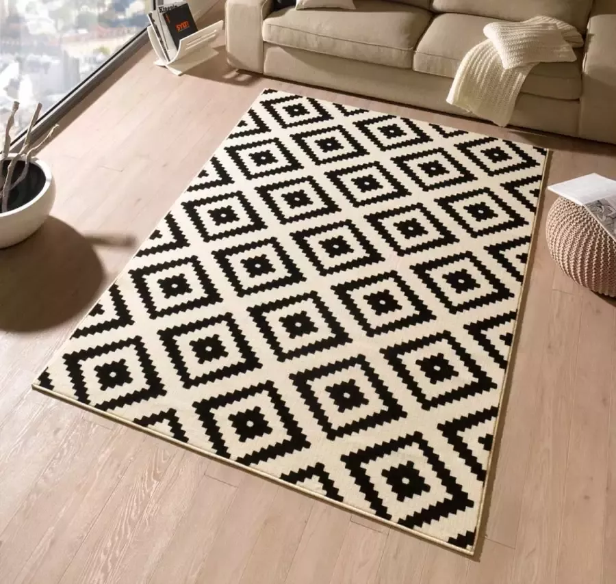 HANSE Home Vloerkleed Ruit Korte pool Scandinavisch ruit modern woonkamer slaapkamer hal