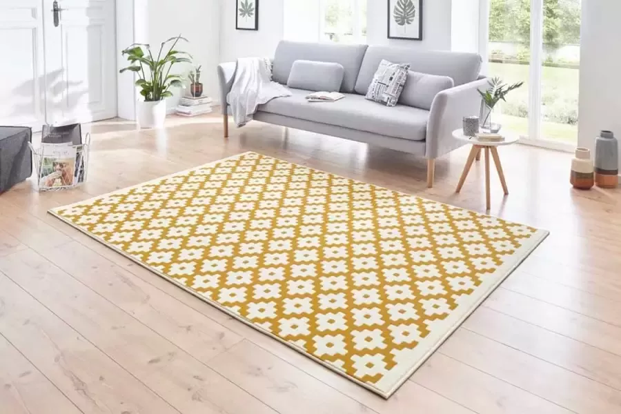 Hanse Home Modern vloerkleed ruiten Lattice goud crème 200x290 cm