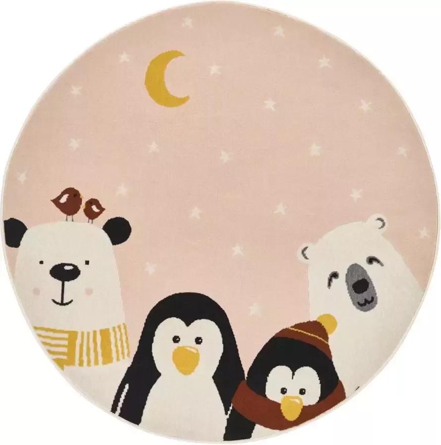 Hanse Home Rond Kinderkamer vloerkleed Dream Team roze 120 cm rond - Foto 1