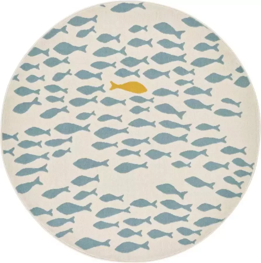 Hanse Home Rond Kinderkamer vloerkleed One & only crème lichtblauw 120 cm rond - Foto 1