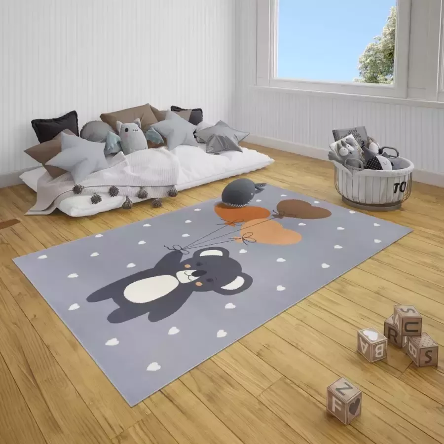 Hanse Home Rond kindervloerkleed beer Beauty grijs 140 cm rond