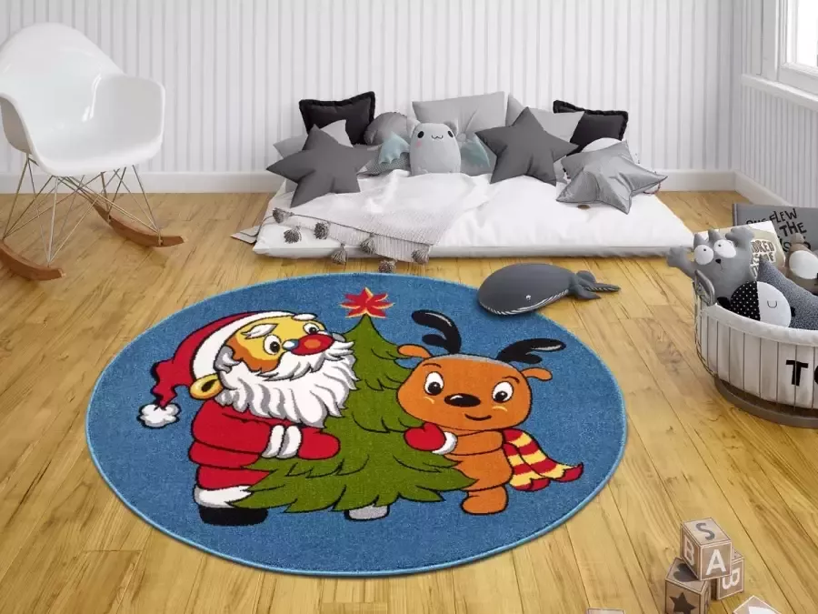 Hanse Home Rond kindervloerkleed Kerstman & Rudolf multi 133 cm rond - Foto 2