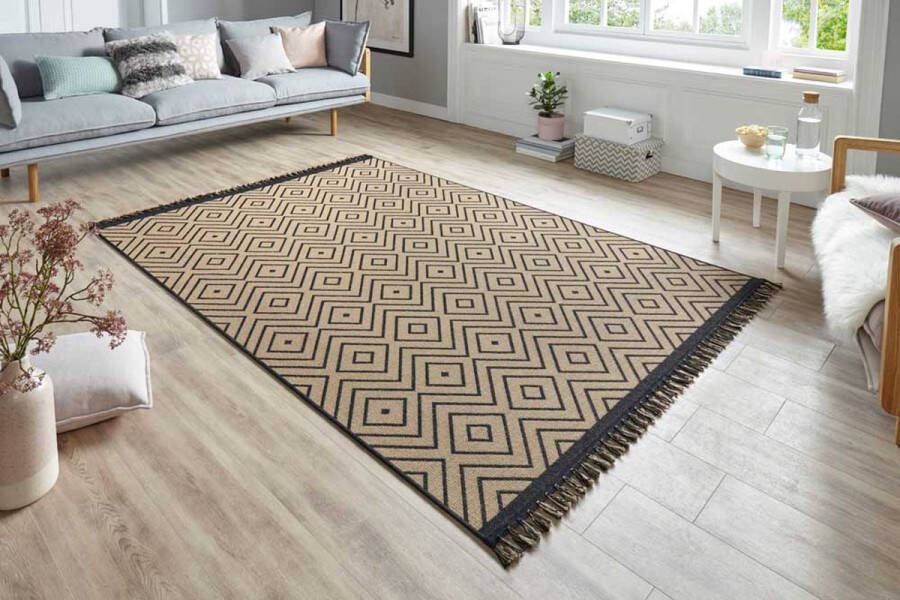 Hanse Home Scandinavisch vloerkleed Fjord beige zwart 80x150 cm