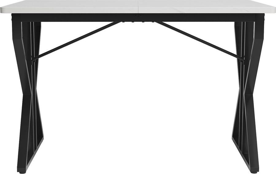 Haobosic 119x70cm Eettafel Moderne Marmeren Keukentafel Stevig Metaal Frame Zwarte Tafelpoten