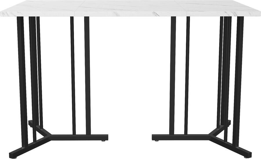 Haobosic 140 x 80cm Eettafel Keukentafel Uniek metalen frame Moderne rechthoekige eettafel met marmeren patroon Wit Zwart