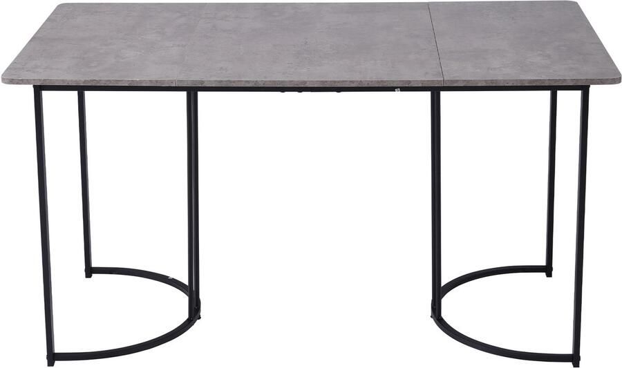 Haobosic 140 x 80cm Eettafel Moderne Keukentafel Metalen Frame Marmeren Patroon Verstelbare Poten Grijs