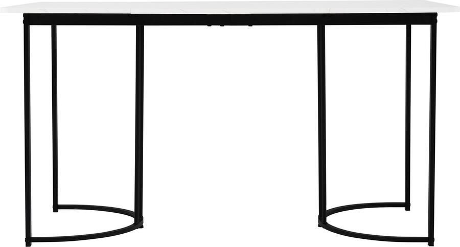 Haobosic 140 x 80cm Eettafel Moderne Keukentafel Metalen Frame Marmeren Patroon Verstelbare Poten Wit Zwart