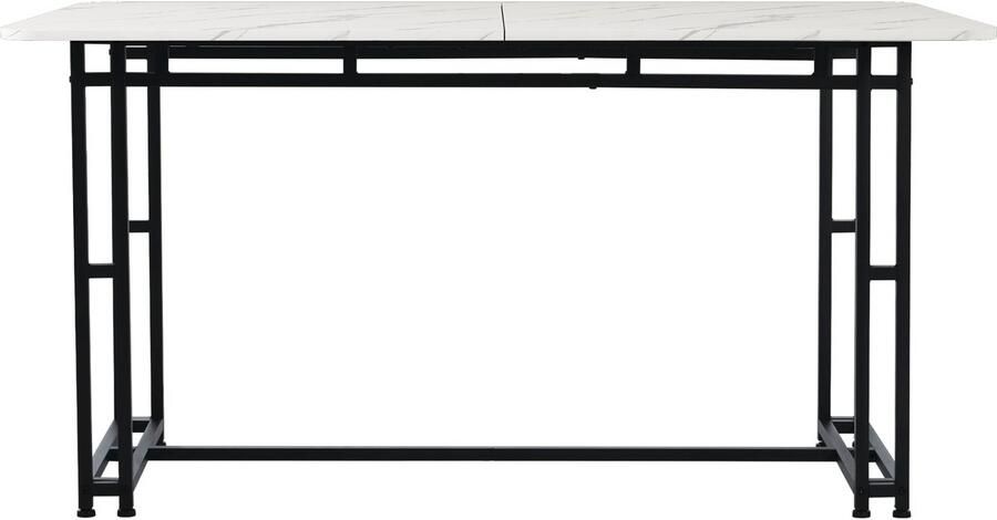 Haobosic 140 x 80cm Lichte luxe Eettafel Metalen frame Rechthoekige eettafel Moderne keukentafel Zwarte tafelpoten