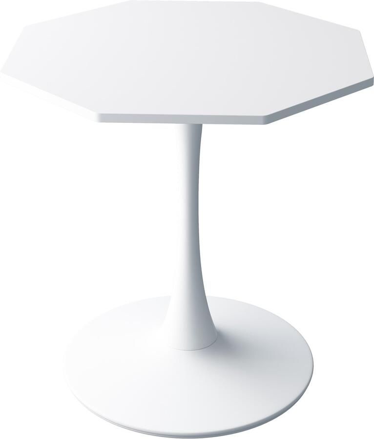 Haobosic 31 50 Moderne Achthoekige Salontafel MDF Tafelblad Metalen Onderstel Voor Eetkamer Keuken Woonkamer Wit