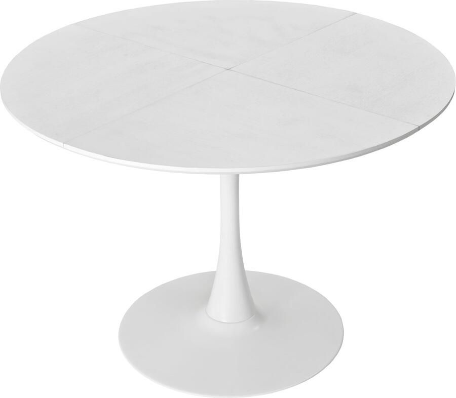 Haobosic 47 24 Moderne Ronde Eettafel Vier Patchwork Tafelbladen met Witte Kleur Massief Houtnerf Metalen Onderstel Bijzettafel
