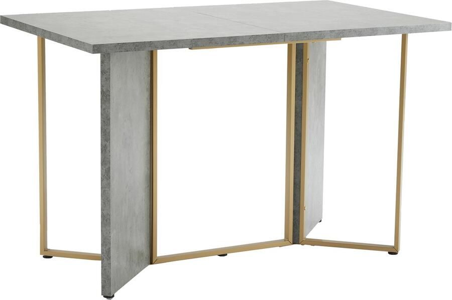 Haobosic Eettafel 70x119cm Moderne Cementkleurige Eettafel Stijlvolle Metalen Pootdecoratie Eenvoudig Ontwerp Duurzaam en Lichtgewicht Geschikt voor Eetkamer en Woonkamer