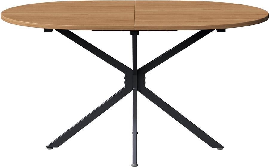 Haobosic Eettafel L120xB80xH75 5cm Moderne Ovale Eettafel voor 4-6 Personen Stabiele Tafel met Metalen Poten Naturel