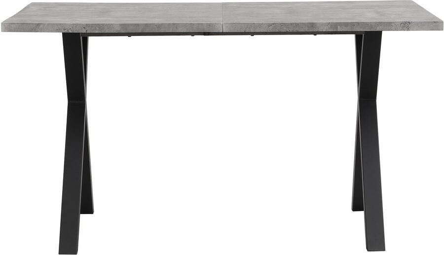 Haobosic Eettafel met Gekruiste Poten Rechthoekige Eettafel Smeedijzeren Frame Betonlook + Zwart 140x80x76cm