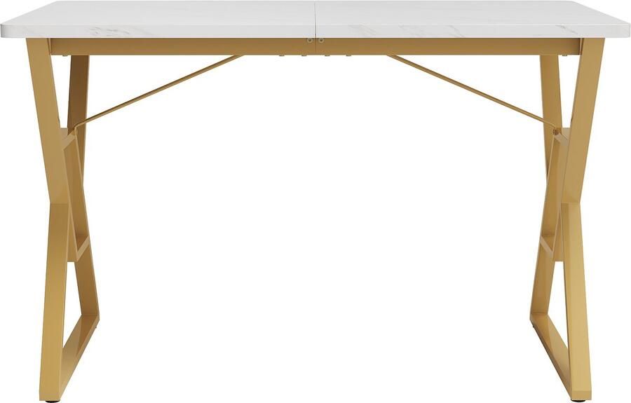 Haobosic Eettafel met metalen poten 119×70cm Keukentafel Stevig metalen frame Moderne marmeren eettafel Gouden tafelpoten