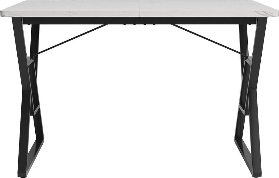 Haobosic Eettafel met metalen poten 119×70cm Keukentafel Stevig metalen frame Moderne marmeren eettafel Zwarte tafelpoten