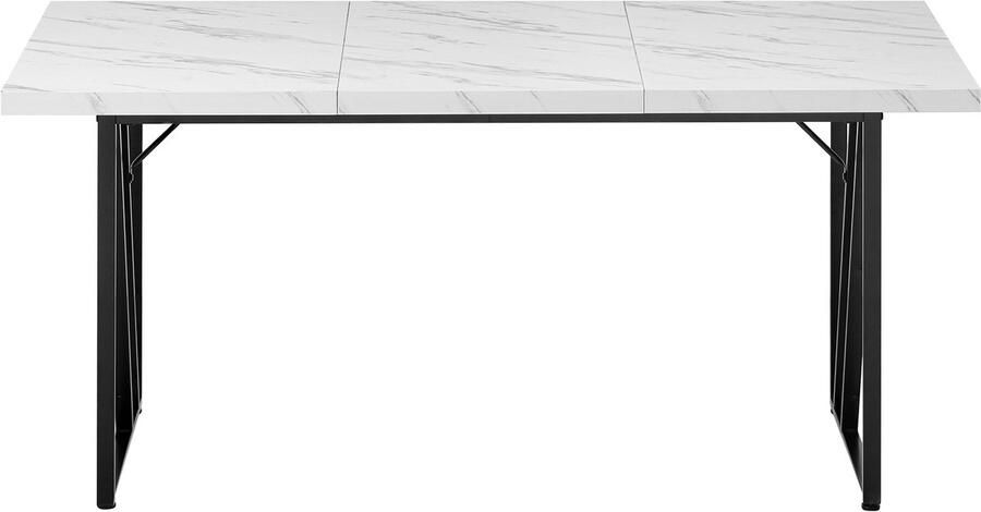 Haobosic Eettafel Wit voor 4 Personen 160x80cm Moderne Marmeren Tafel voor Eetkamer en Keuken