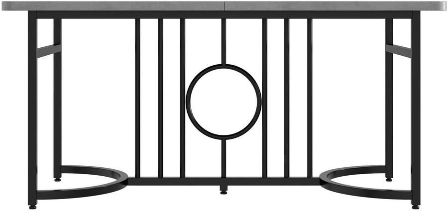 Haobosic Moderne minimalistische Eettafel 158 x 76 x 75 cm Design tafel Eenvoudig te installeren Zwarte metalen poten Betonlook