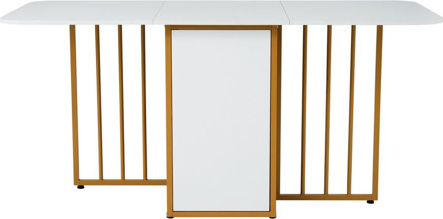 Haobosic Opklapbare eettafel Multifunctionele uitschuifbare tafel Verplaatsbare eettafel met laden 3 vormen (wit)