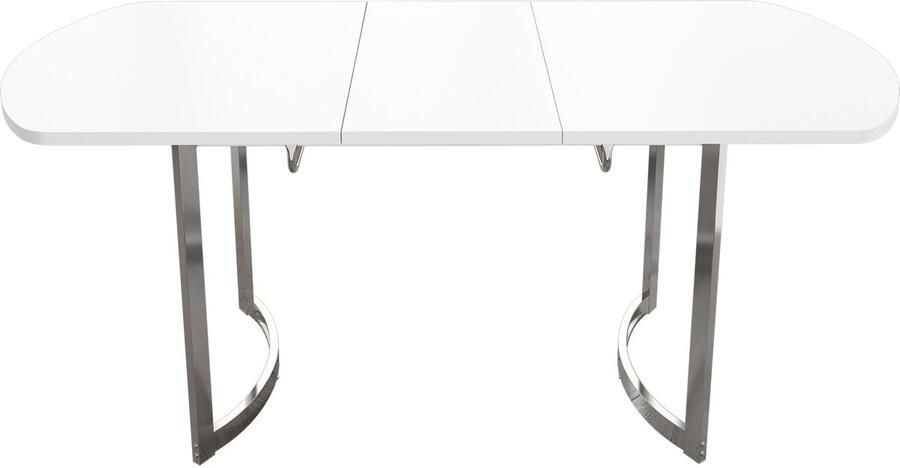 Haobosic Uitschuifbare eettafel 140 180 x 80 cm Verzilverde metalen poten Moderne stijl Stevige legering Geschikt voor 4-6 personen Wit