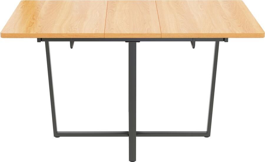 Haobosic Uitschuifbare eettafel Zwarte metalen tafelpoten 110 140*80 cm Elegante moderne uitbreidbare eettafel voor 4-6 personen