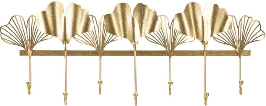 Haobosic Wandkapstok Kledingrek 7 Haken Verguld Metaal Golvend Bladontwerp 66 2x6x26 3 cm Eenvoudige Installatie Stijlvol en Functioneel