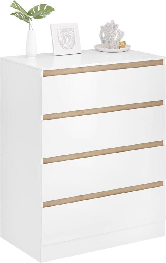 Happiq 1 Set Wit Veranderende Tafel Voor Kinderkamer Aankleedkussen en Dresser met 4 Laden 80x75x109 2 cm Baby Opslag Unit