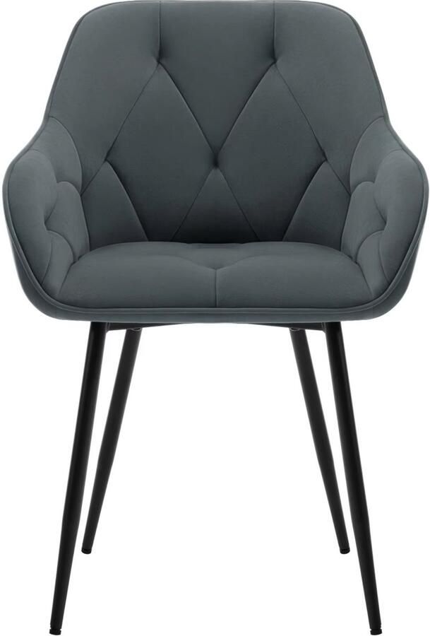 Happiq 2 Stuks Eetkamerstoelen Gestoffeerde Keukenstoelen met Rugleuning en Armleuningen Metalen Poten Voor Woonkamer Kantoor of Kaptafel